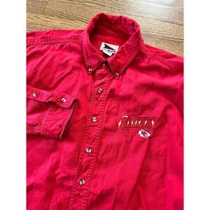 Vintage Pro Elite 90s Kansas City Chiefs Embroidered Red Button Shirt Mens XXL